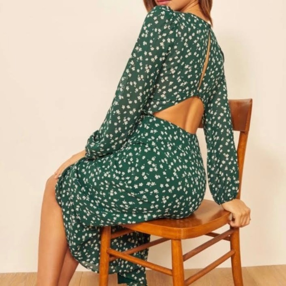 NWT Reformation Joy Floral Open Back Long Sleeve Dress Size 4 - Picture 3 of 15